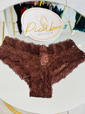Panty de encaje floral café