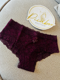 Panty de encaje floral color vino talla M
