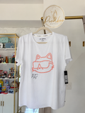 Playera Karl Lagerfeld blanca con Choupette coral para dama
