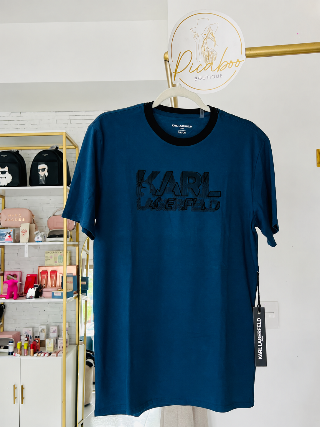 Playera Karl Lagerfeld azul talla S