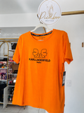 Playera Karl Lagerfeld naranja con logotipo negro