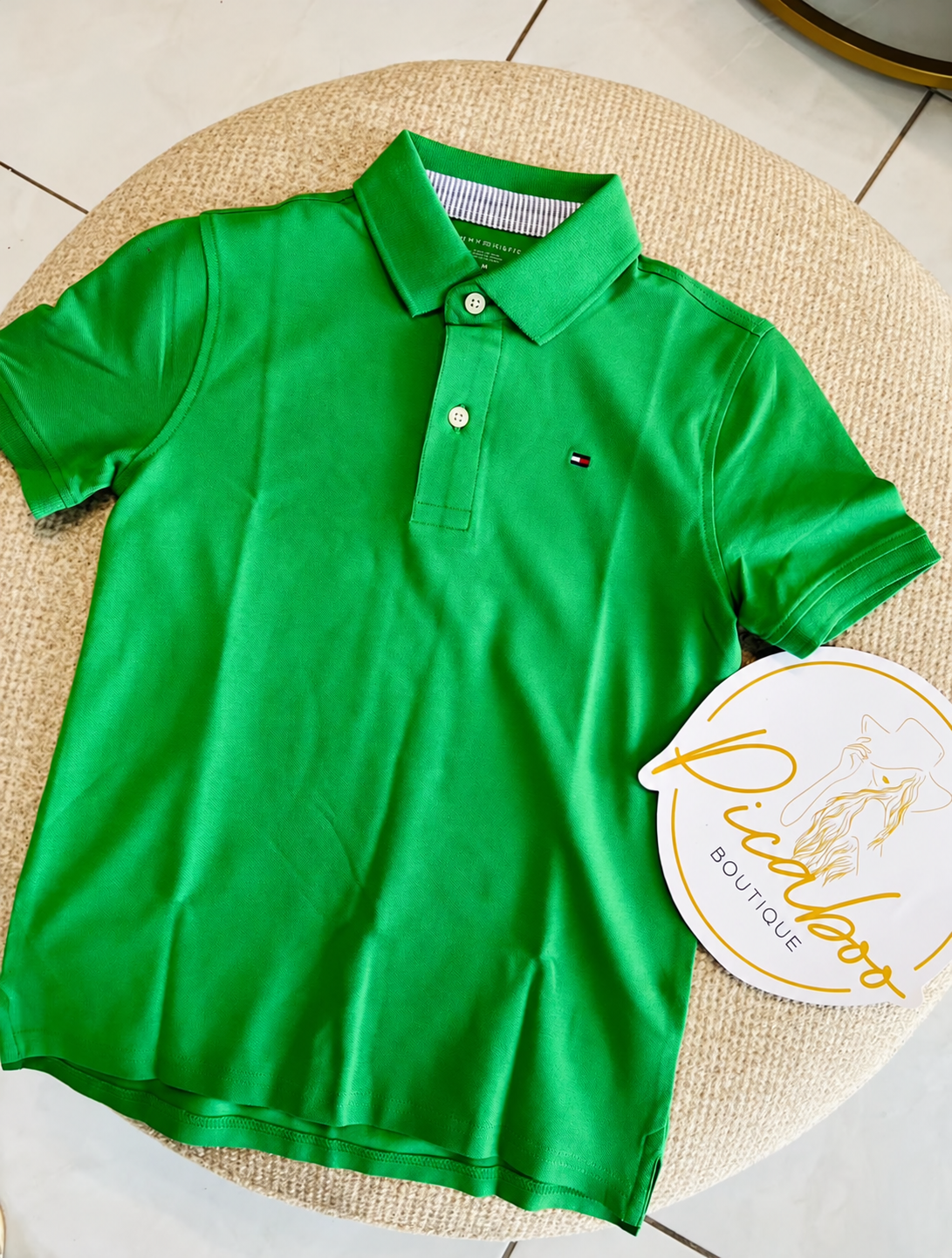 Polo Tommy Hilfiger verde para niño