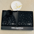 Set Karl Lagerfeld negro de gorro y bufanda con brillantes