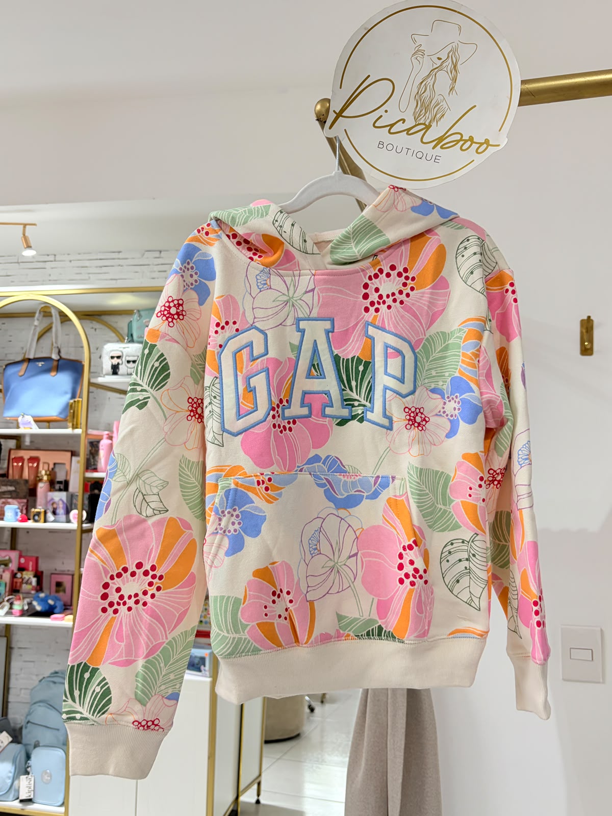 Sudadera GAP para niña con capucha y estampado floral multicolor