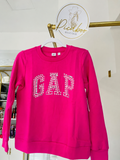Sudadera GAP fucsia con letras de corazones para niña