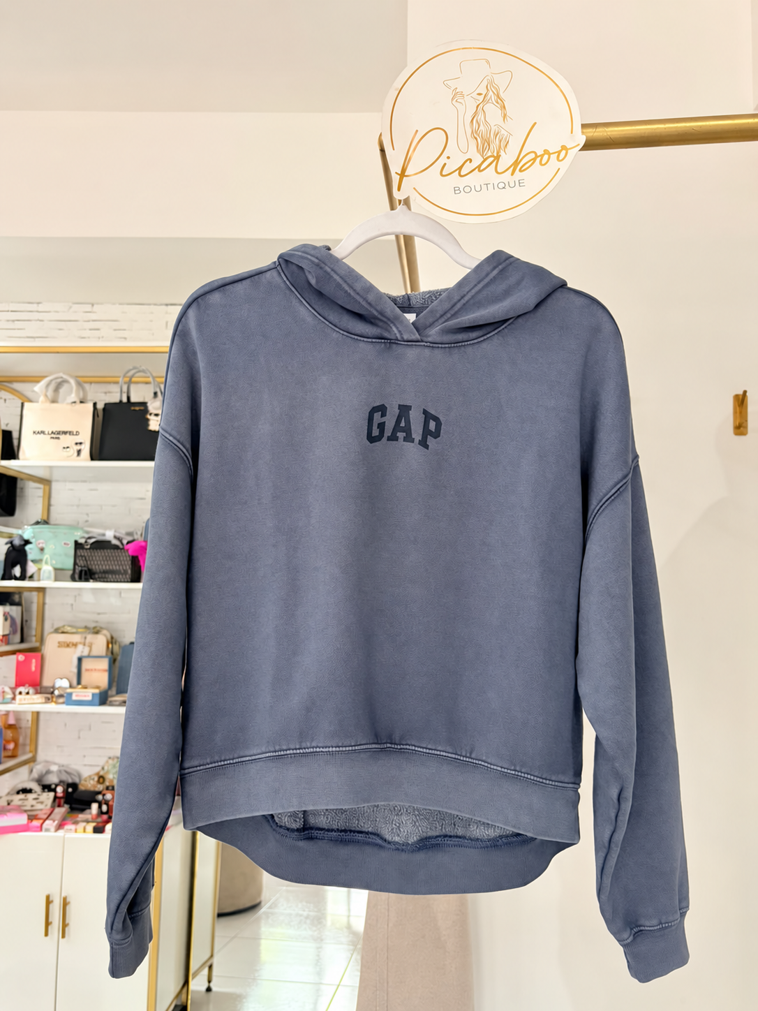Sudadera GAP gris azulado con capucha