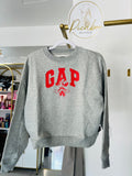 Sudadera GAP gris con Minnie y logotipo rojo