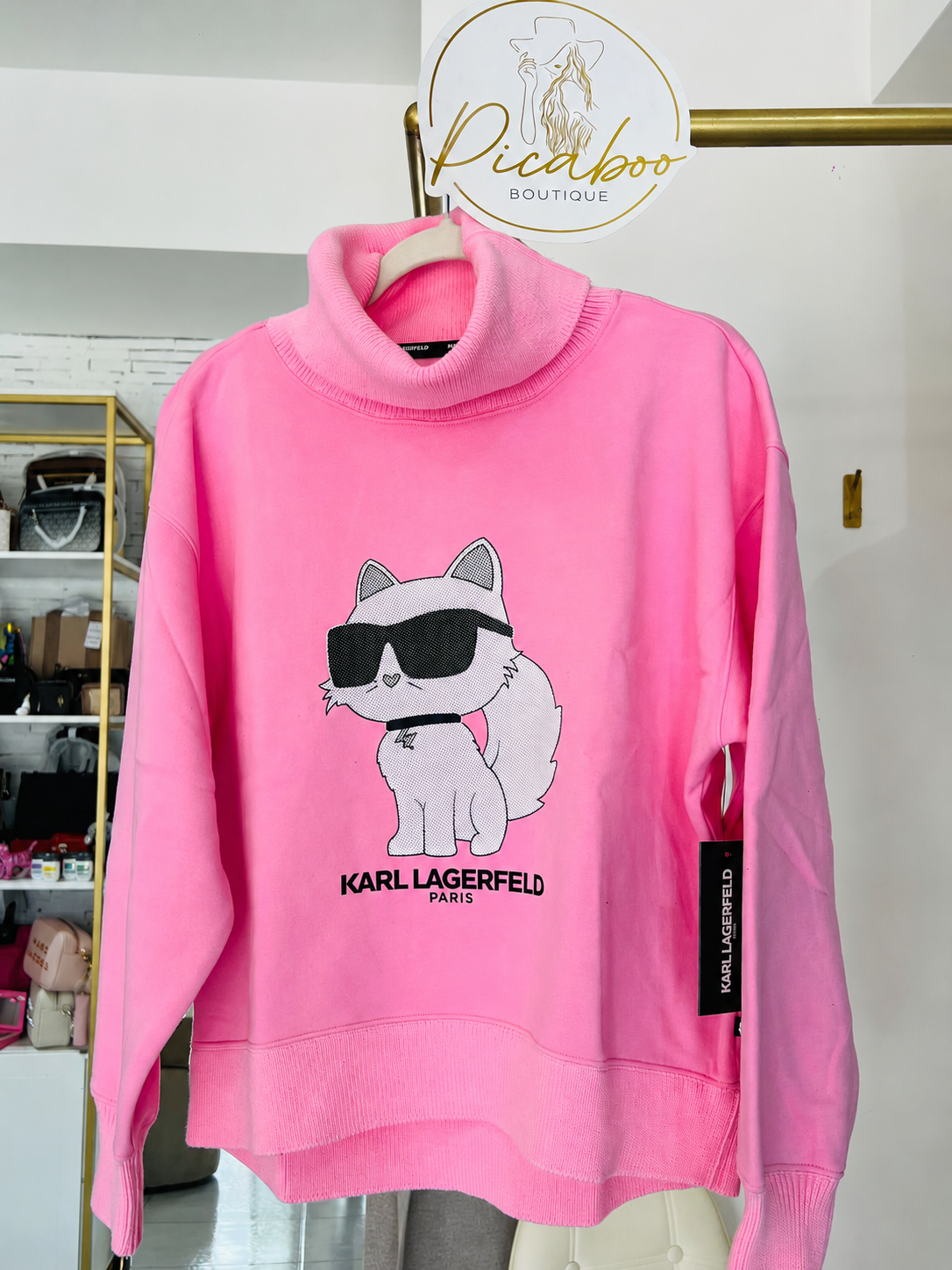 Sudadera Karl Lagerfeld rosa Choupette cuello alto