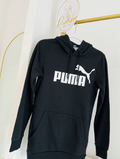 Sudadera Puma negra con capucha y logo blanco para niño