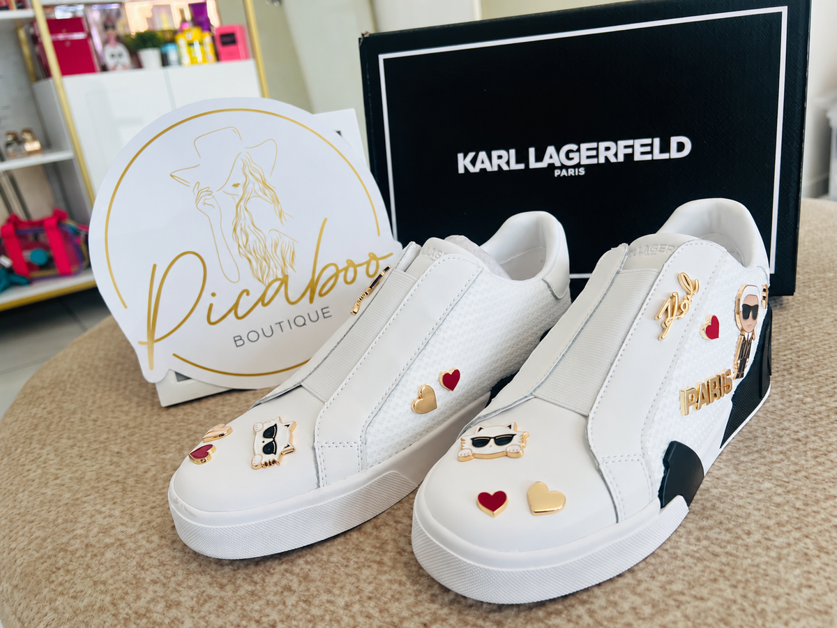 Tenis Karl Lagerfeld blancos con detalles decorativos – 4MX