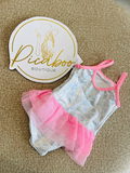 Traje de baño para niña con tul rosa