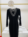 Vestido Karl Lagerfeld negro de punto con detalles blancos